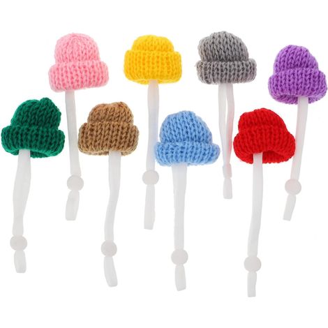 Lot de 8 chapeaux pour animaux de compagnie avec sangle élastique réglable – Bonnet tricoté pour cochon d'Inde, reptile, hamster (1/5)