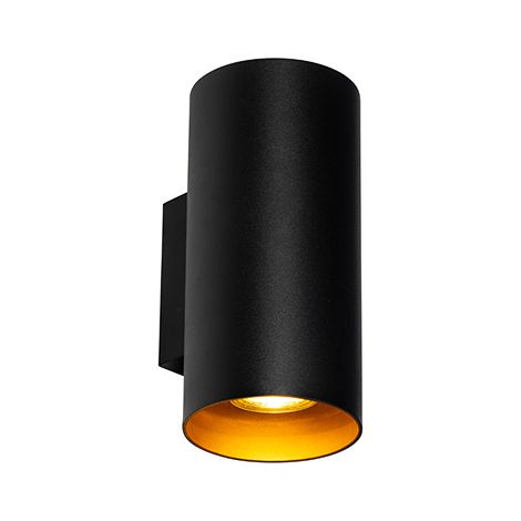 Design Wandleuchte Schwarz mit Gold GU10 50mm - Sab