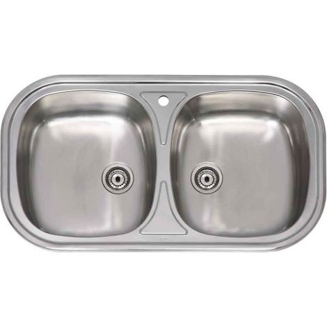 Fregadero Cocina Ovalado 80X45Cm 2 Senos Inox Practic