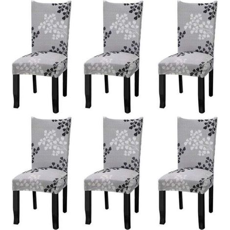 Housses de chaise extensibles universelles lot de 6 housses de chaise pour chaise salle à manger feuilles d'automne.. (1/4)