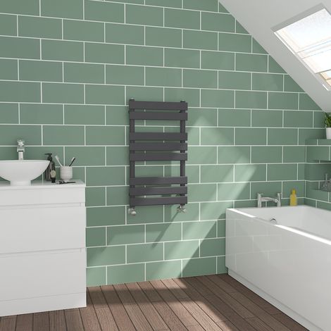 Flat Panel Sand Grey Bathroom Heated Towel Radiator 800x450mm (1/5)