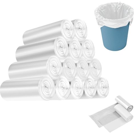 Lot de 420 petits sacs poubelle de 3 l - 30 x 35 cm - Pour mini poubelle de table, petits sacs poubelles, poubelles - Pour cuisine, salle de bain, bureau, voiture - Blanc (1/5)