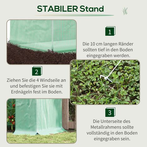 Serre de jardin 200x76x168 cm, tunnel de culture avec porte enroulable, abri à tomates avec fenêtre latérale, film en treillis PE, serre d'hiver résistante pour balcon et potager, kit complet. (1/5)