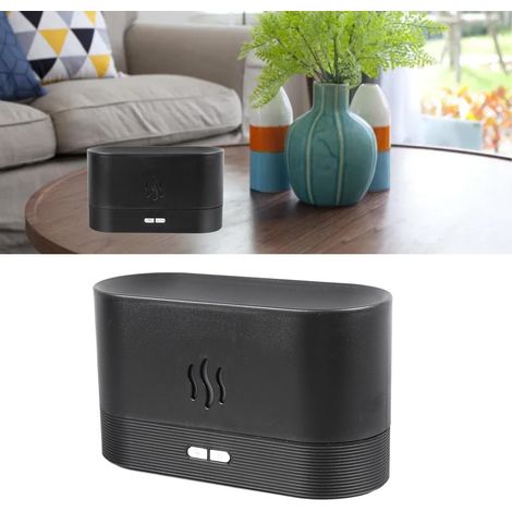 Diffuseur d'arômes de bureau à flamme simulée colorée, humidificateur d'air USB anti-brûlage à sec, noir (1/5)