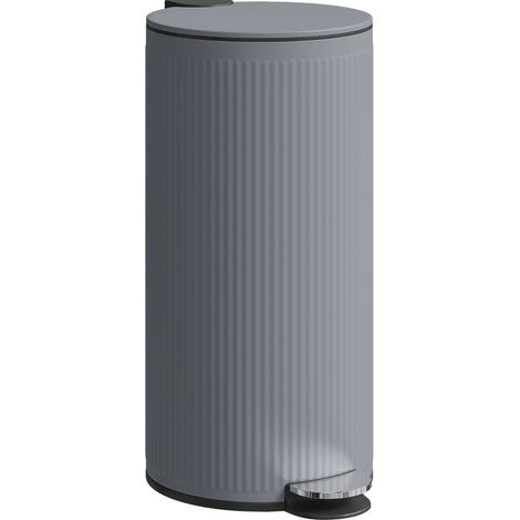 Cubo de basura de pedal 30 L con tapa de cierre suave y cubo interior metálico, gris oscuro (1/5)