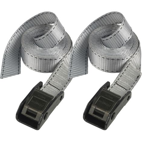 Master Lock 3110EURDAT Gepäckgurt mit Zamak legierten Bügel, Grau, 2,50 m x 25 mm Gurt, 2-er Set (1/4)
