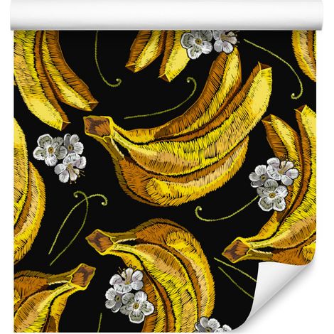 Papel pintado de plátanos con flores para salón y dormitorio, 50x1000 cm (1/5)
