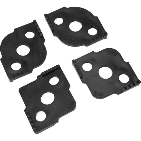 Gabarit d'angle en R (lot de 4) pour le fraisage, en ABS noir, avec rayon de courbure. (1/5)