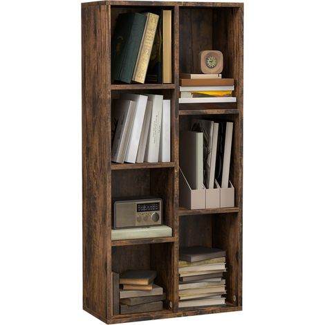 Seven-Cube Bookcase - Rustic Brown Wood Effect