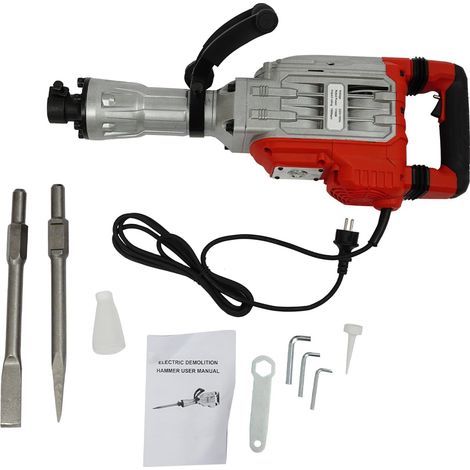 Marteau à air comprimé électrique 1700 W 220 V/50 Hz Marteau de démolition électrique avec 2 embouts burins, 1900 bpm Brise-béton haute performance Soudeur 66,5 x 12 x 24 cm (1/5)