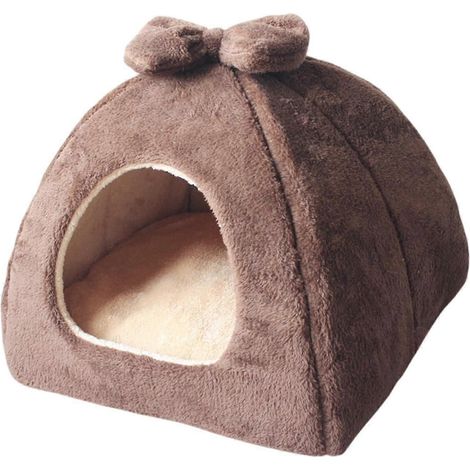 Lit pour chien et chat d'intérieur, lavable, confortable, avec tapis amovible, tente/grotte pour animaux de compagnie. (1/5)