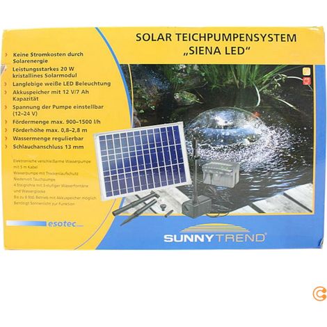 [GEBRAUCHT] B-Ware Esotec Solar Led Teichpumpe Pumpenset Gartenpumpe Akkuspeicher 1500 L/H