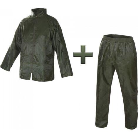 2-tlg. Regenanzug aus Nylon in Grün L
