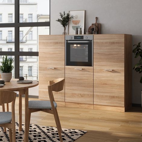 Bloque de cocina R-Line, Roble Sonoma/Goldkraft, 180 cm sin encimera, Vicco (1/5)