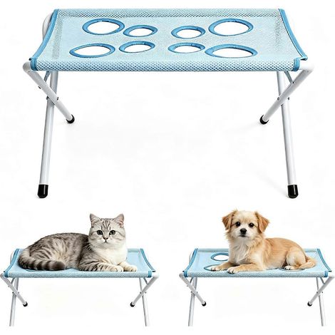 Support de bain pliable métallique tubulaire pour animaux, tapis maille séchage rapide 8 trous, adapté chiens et chats toutes races (1/5)