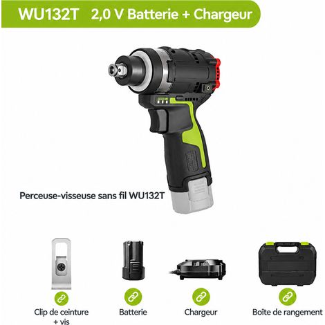 Visseuse à chocs sans fil 12. moteur 1306 éclairage sans ombre 132T 1 batterie 1 chargeur 2.0 2 g – Livraison gratuite