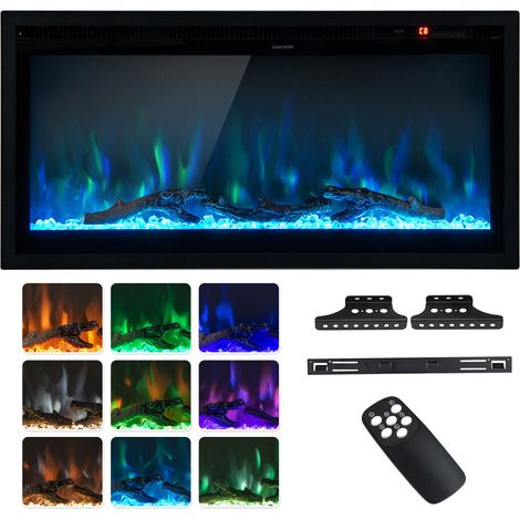 36 Inch Linear Electric Fireplace Wall-Mounted Recessed Freestanding Fireplace (1/5)