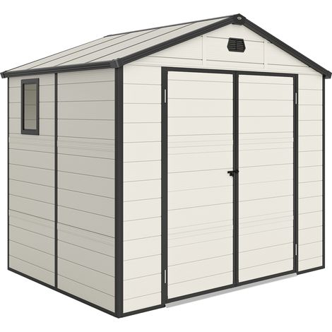 7.9ft x 6.2ft Aluminium Frame and Plastic Wall Shed-with Foundation - Cream White (1/5)