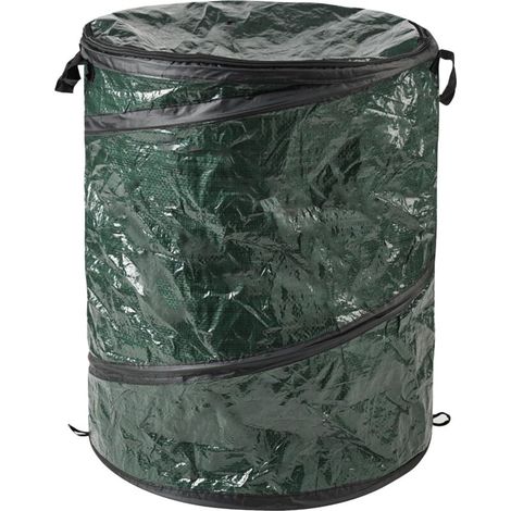 Poubelle pliable Pop Up portable d'extérieur avec couvercle à fermeture éclair – Idéale pour le camping, le recyclage des véhicules récréatifs, vert (1/4)