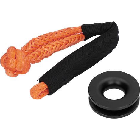 Anneau de remorquage en alliage d'aluminium avec élingue nylon, kit de secours véhicule, shackle souple, noir (1/5)