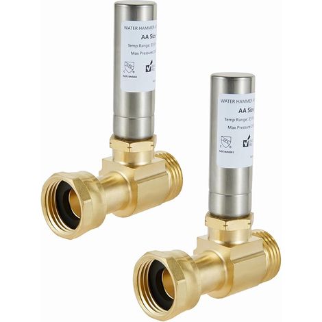 Kit anti-bélier inox S-241 – Lot de 2 – Raccord 3/4" FHT x MHT – Pour machine à laver – Protection plomberie (1/5)