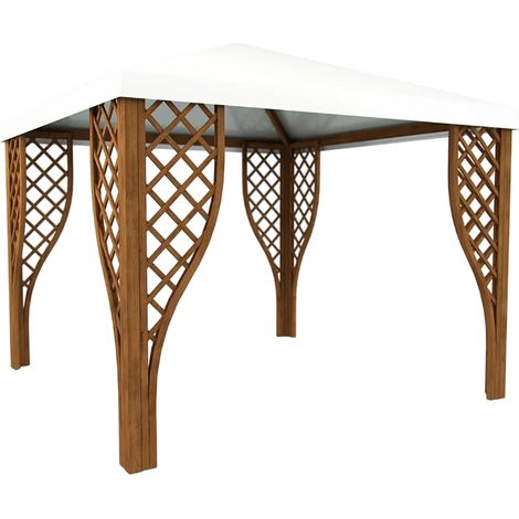 Shelter - Gazebo da Giardino 3x3 in Legno Colore Noce con Grigliati e Copertura Antigrandine (1/5)
