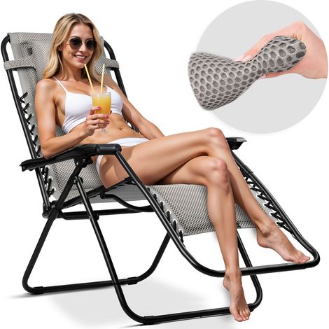 Klappbare Gartenliege mit Kissen Sofotel ChillWell Soft grau