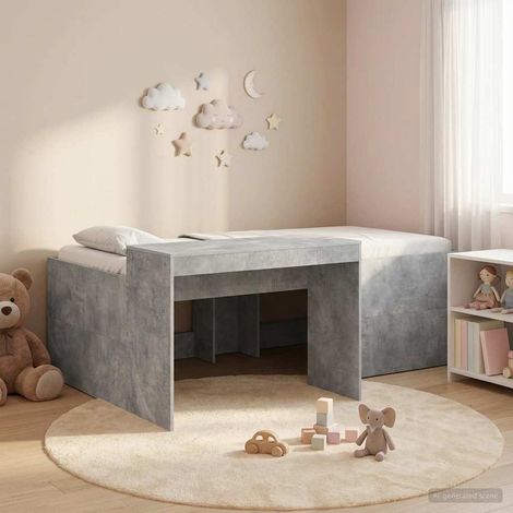Cama alta para niños con escritorio Gris Hormigón 80 x 200 cm