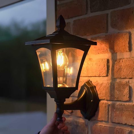 Festive Lights Lampadaire Solaire LED Extérieur en Aluminium - Design Traditionnel ou Moderne - Taille et Têtes au Choix - Waterproof (Traditionnel Ampoule Filament, Applique Murale)