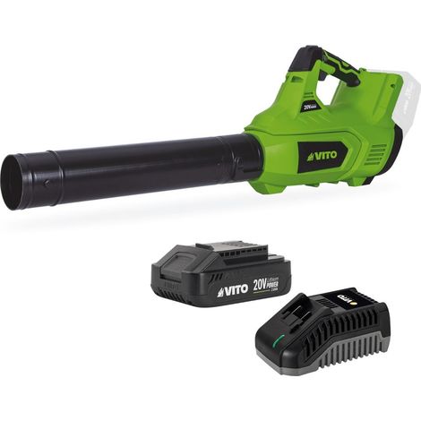 Souffleur de Feuilles Sans Fil 20V + Batterie 2Ah + Chargeur rapide 2 Vitesses Nettoyage Terrasse Allée Jardin VITO (1/5)