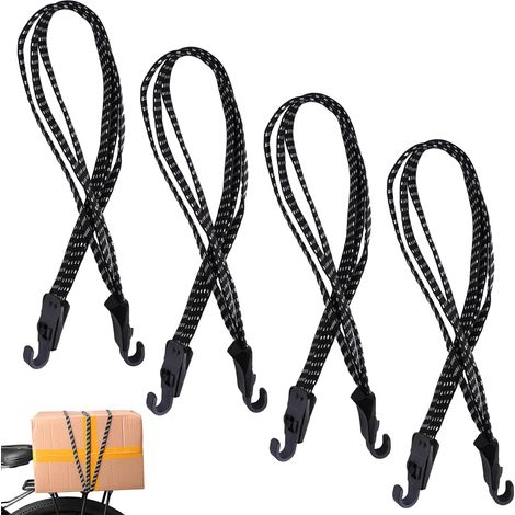 4 Pièces Sangles d'Arrimage de Vélo avec Crochets,pour Porte-Bagages,Moto Tendeur Velo Porte Bagage,3 en 1 Sangle Bagage Moto,Tendeurs Elastique avec Crochets Robustes Sangle de Vélo,pour Camping (1/5)
