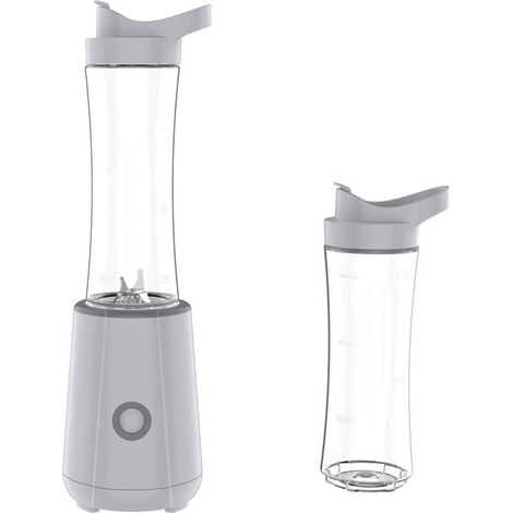 Tognana frullatore elettrico Iridea 450W, 4 lame in acciaio inox, 2 bicchieri portatili 600ml, coperchio antigoccia, grigio perla
