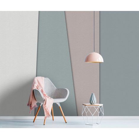 Papier peint panoramique scandinave gris & taupe Tapisserie panoramique moderne pour chambre adulte Papier peint panoramique angle de mur (1/3)