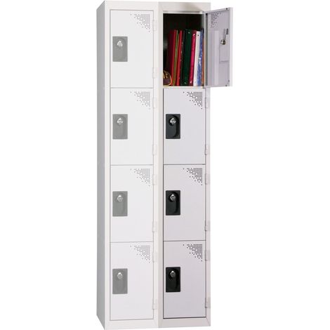 PROVOST - Vestiaire multicases monobloc 2 colonnes - 4 cases par colonne en acier gris