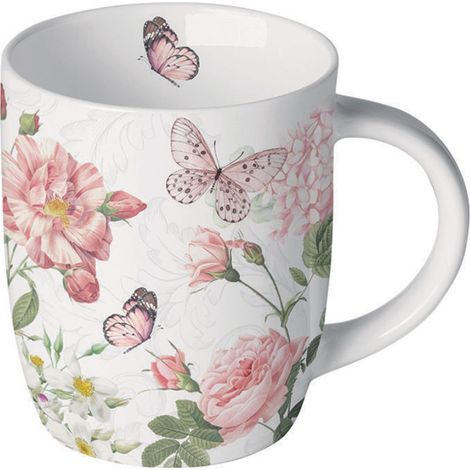 Petit mug papillons et fleurs romantiques