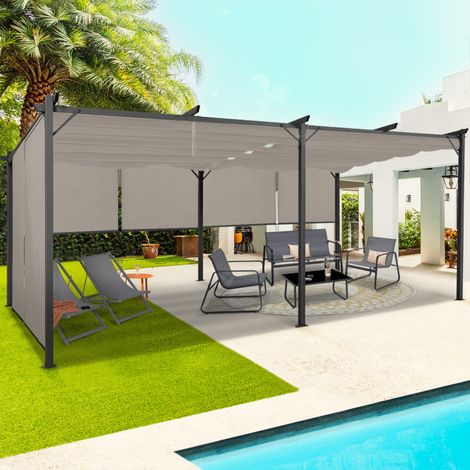 Pérgola edición especial techo retráctil 3x6 M y 6 toldos topo (1/5)