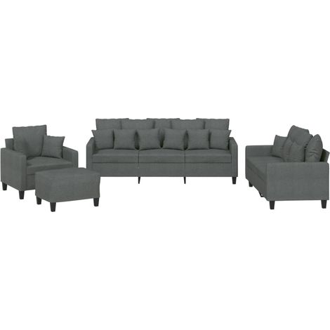 Ensemble de Canapé  Sofas 4 pcs coussins gris foncé tissu (1/5)