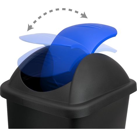 60l plastic trash bin with swing lid - blackblue