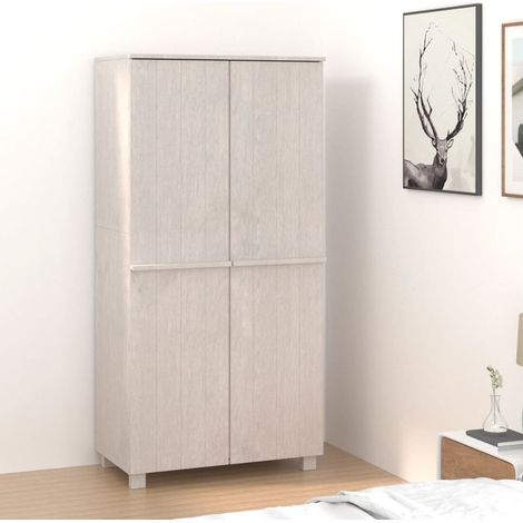 Armadio HAMAR Bianco 89x50x180 cm in Legno Massello di Pino vidaXL (1/5)