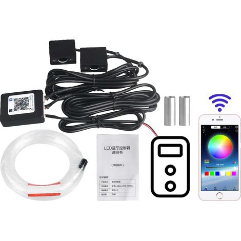 Kit de techo de fibra óptica, luz RGBW, control remoto, 2-600 piezas x 0,5 x 2 m (1/2)