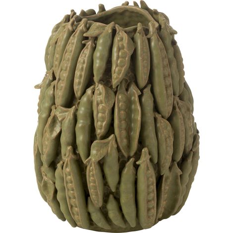Vase décoratif vert en poterie motif petits pois - Vert petits pois argile (1/3)