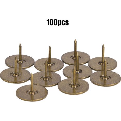 Lot de 100 clous décoratifs à tête plate, accessoires de meubles en fer bronze antique pour canapé, 19 x 15 mm (1/5)