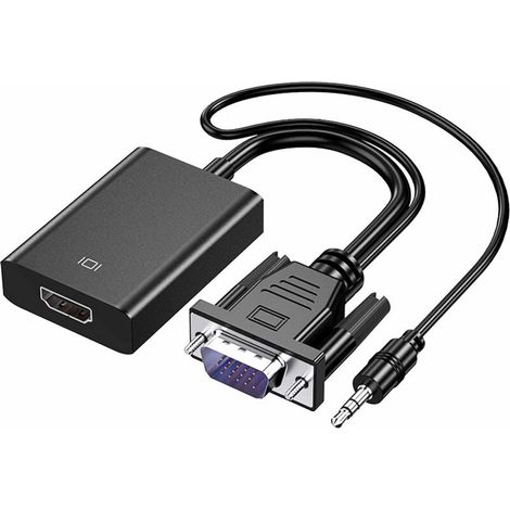 VURAHOME - Adaptateur VGA vers HDMI pour connecter un ordinateur portable à interface VGA traditionnelle, un PC vers un moniteur ou un projecteur HDMI, convertisseur 1080P VGA mâle vers HDMI femelle a (1/5)
