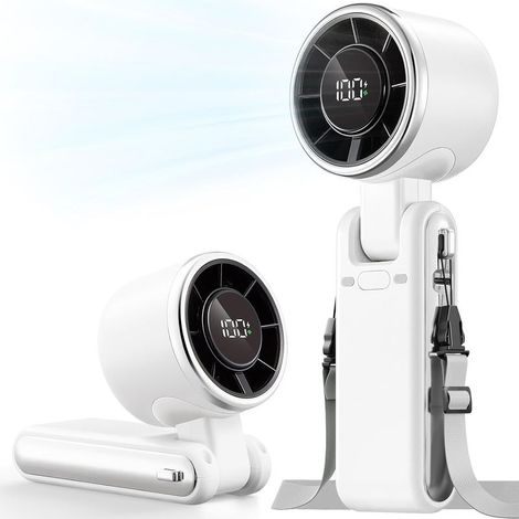 Tragbarer Turboventilator – 5 Geschwindigkeitsstufen, 3600 mAh Akku, wiederaufladbarer Mini-Handventilator, Kühlgebläse, ideal für Reisen, Strandurlaub und als Geschenk (1/5)