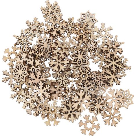 Décorations de Noël en bois, flocons de neige colorés, bûches de bois, artisanat en bois, décoration intérieure créative (1/5)