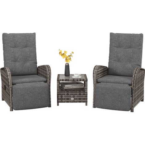Grey and Brown 2-Seater Rattan Patio Lounge Sofa Set with Comfortable Fabric Cushions for Outdoor Relaxation