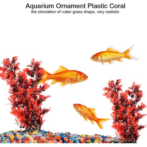 Décoration Aquarium Faux Plantes Aquatiques Grandes Feuilles Rouges et Vertes 40cm pour Aménagement Paysager (1/5)