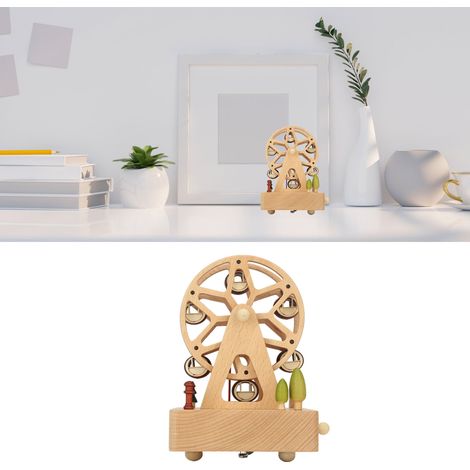 Caja de música de madera con noria - Modelo artesanal de madera de haya - Caja de música de regalo para cumpleaños, Navidad y San Valentín (11x16cm) (1/5)