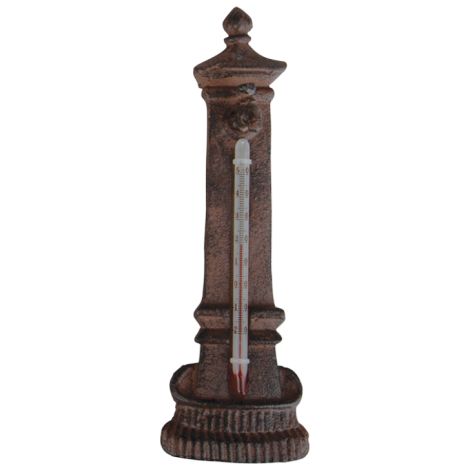 Thermomètre fontaine en fonte - Marron - H 19,6 cm - Livraison gratuite