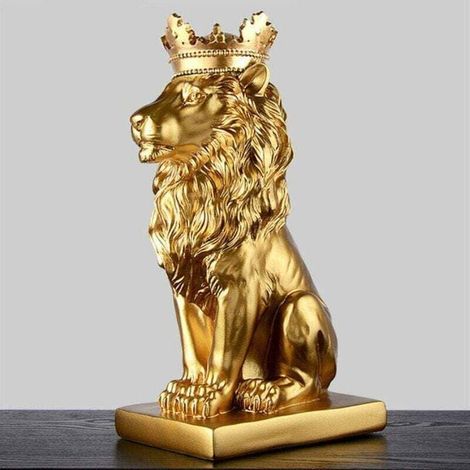 Creative Colors Golden Lion Crown Statue Tierfigur Harz Moderne Schwarz/Weiß Dekoration Skulptur Kunsthandwerk Büro Zuhause, Gold (1/4)